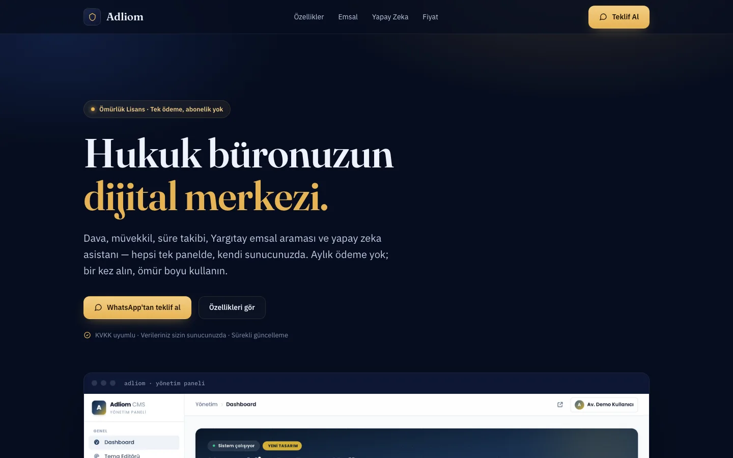 Adliom — hukuk bürosu yönetim sistemi — adliom.iefsoftware.tr