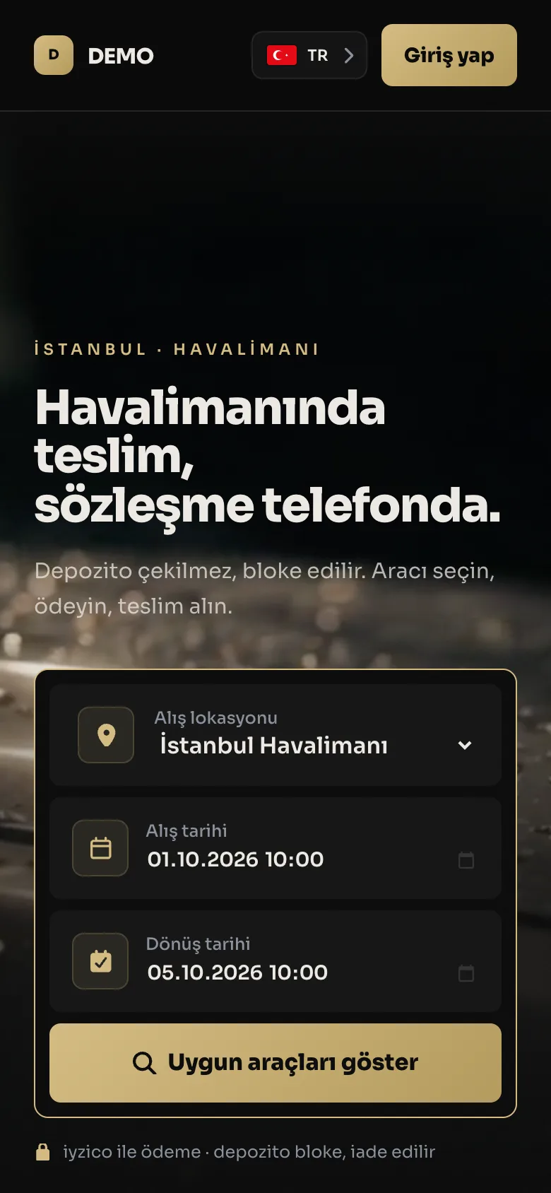 Dinamo demo vitrininin telefondaki görünümü